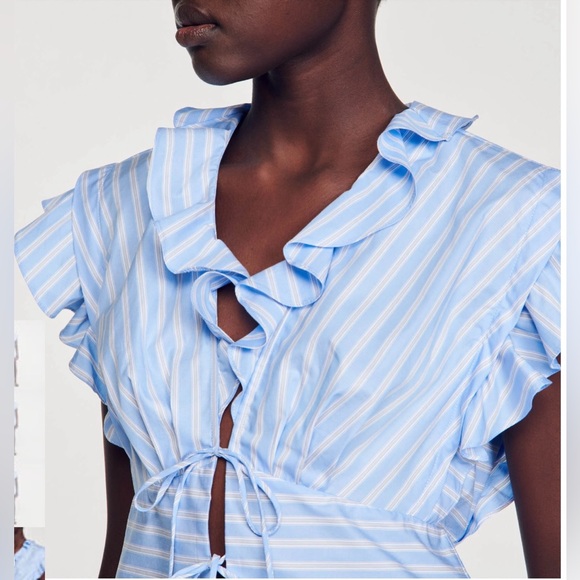 NWT Sandro Ruffled Crop Top - Picture 2 of 7